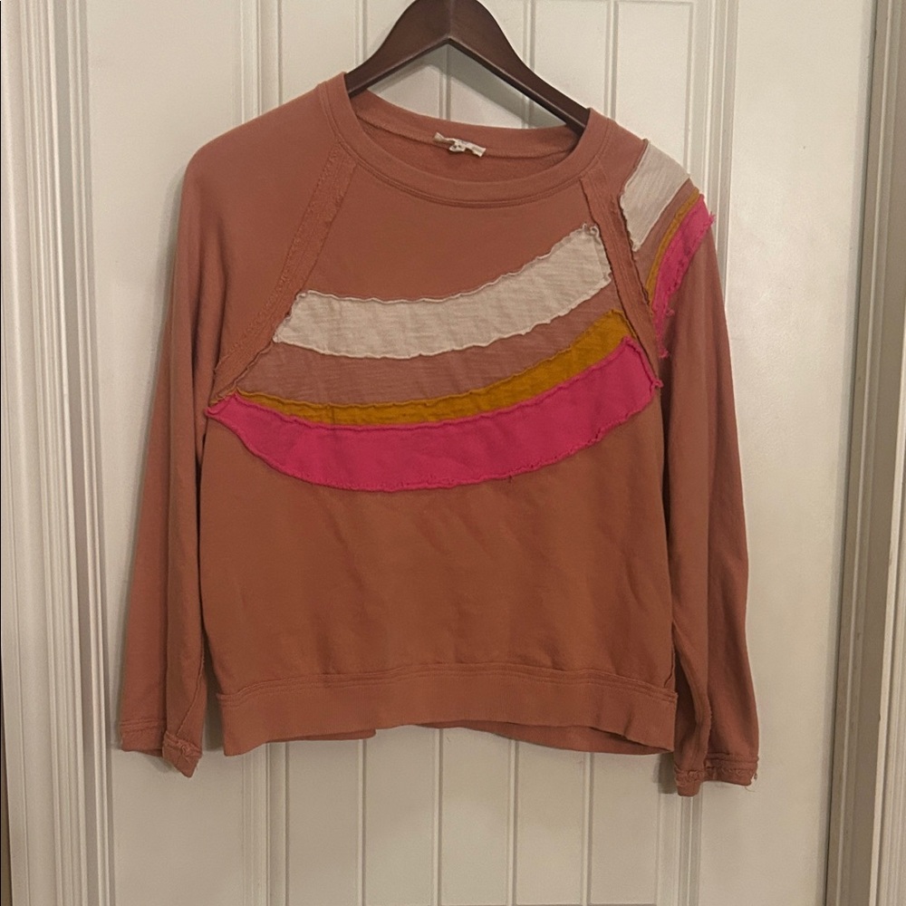 Easel S peachy pink distressed Sweatshirt